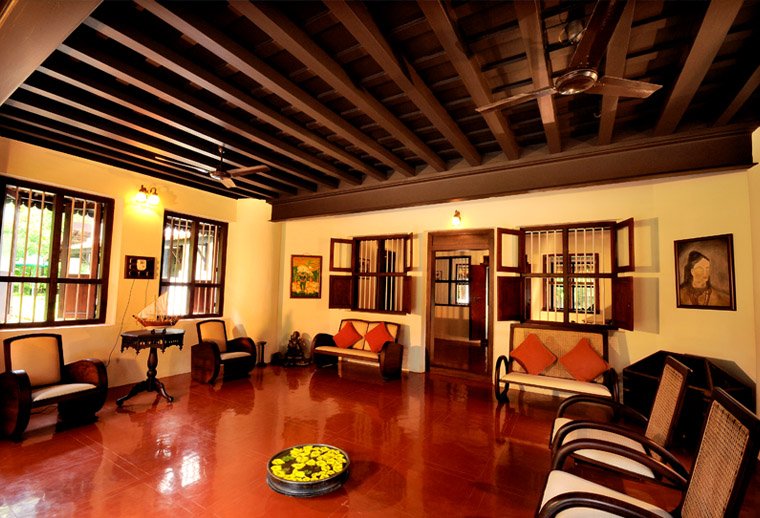 The reception and consultation space at Kottathil Ayurveda Hospital, Ayarkunnam, Kottayam